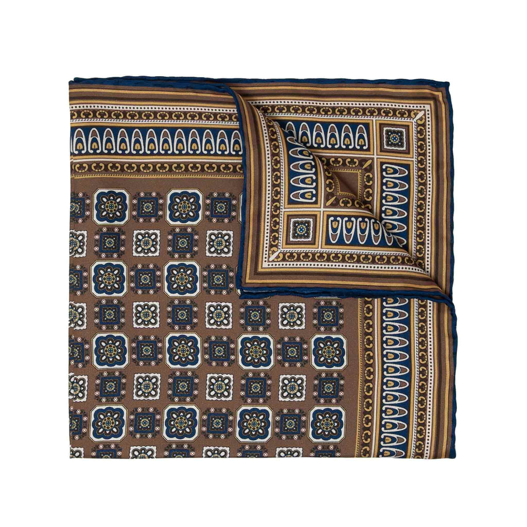 Como Brown Silk Pocket Square Serà Fine Silk