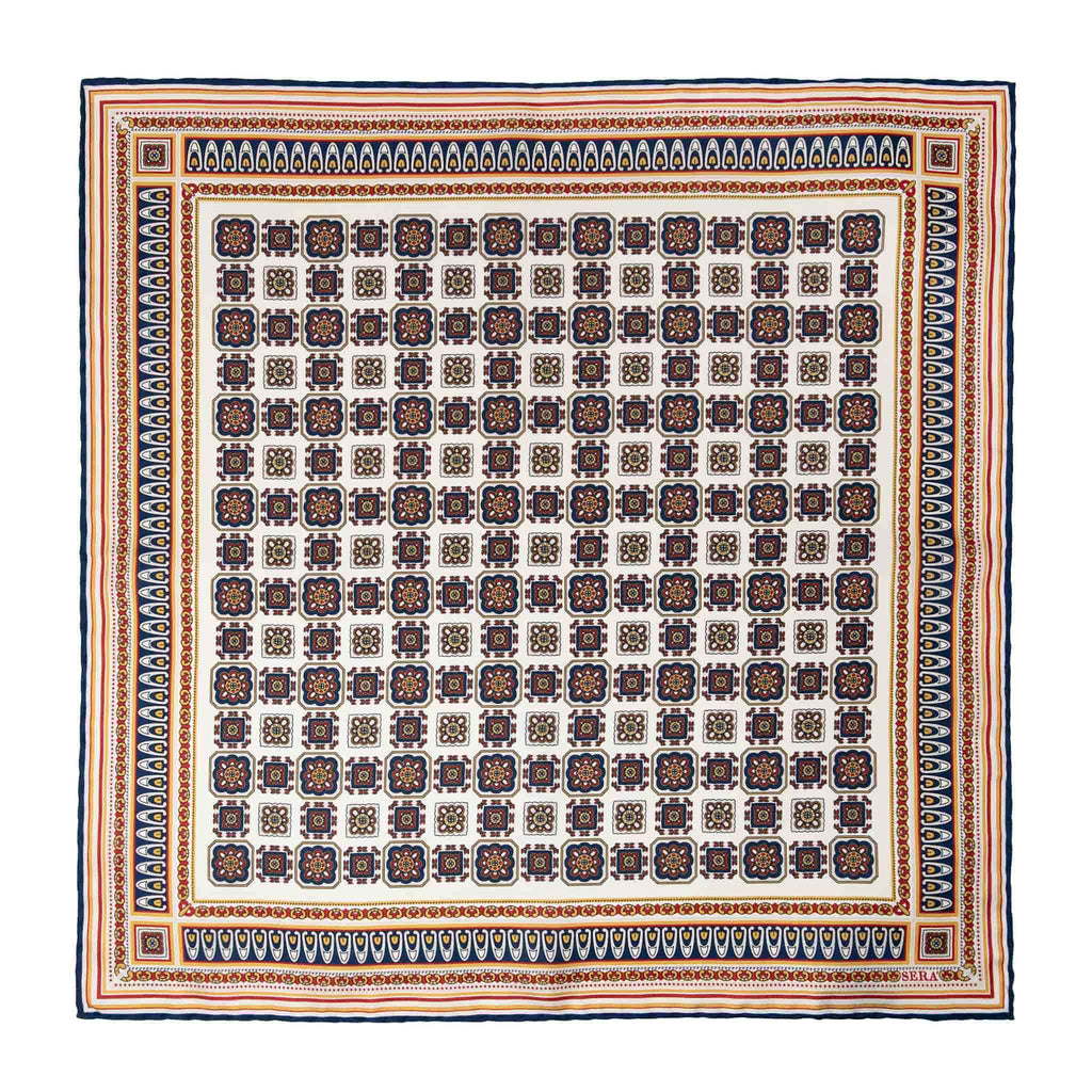 Como White Silk Pocket Square Serà Fine Silk