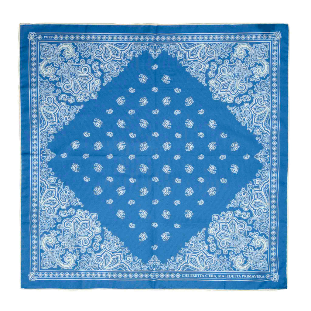 Maledetta Primavera - Light Blue Cotton & Silk Bandana Serà Fine Silk