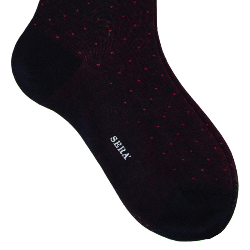 Dark Blue & Red Polka Dots Cotton Socks Serà Fine Silk