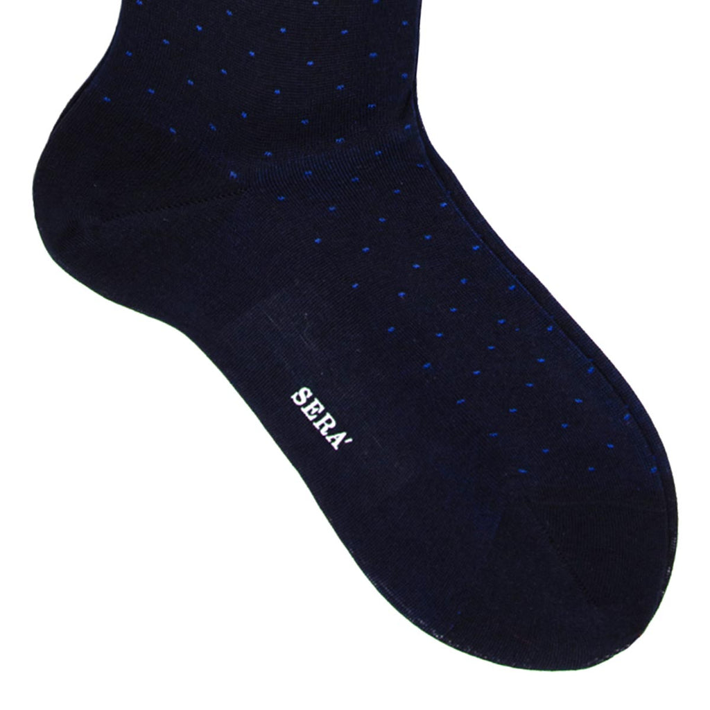 Dark Blue & Red Polka Dots Cotton Socks Serà Fine Silk