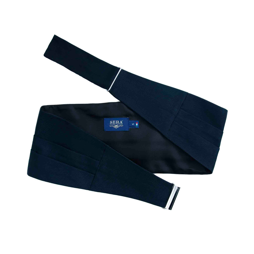 Navy Blue Grosgrain Silk Cummerbund Serà Fine Silk
