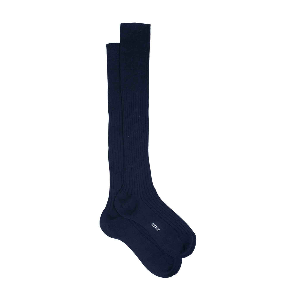 Dark Blue Ribbed Socks Serà Fine Silk