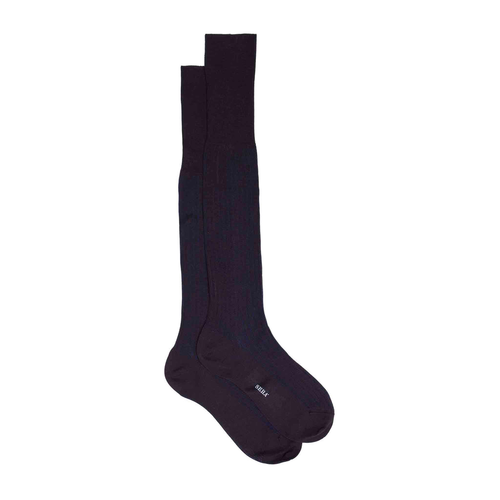 Dark Brown & Blue Cotton Socks Serà Fine Silk