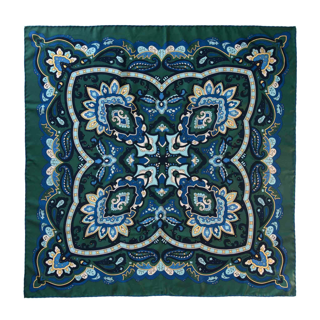 Diana Green & Blue Silk Scarf Serà Fine Silk