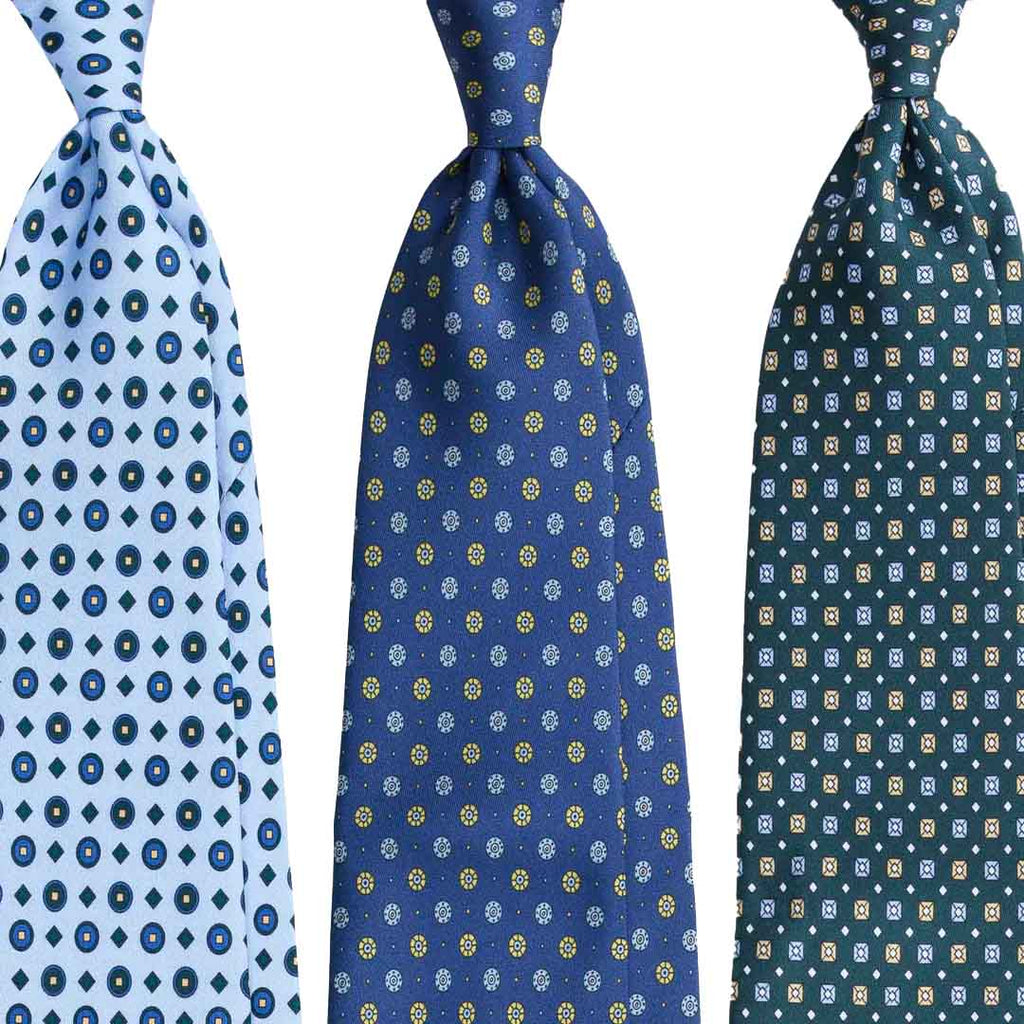 Essential Blue & Green Micropattern Trio Serà Fine Silk