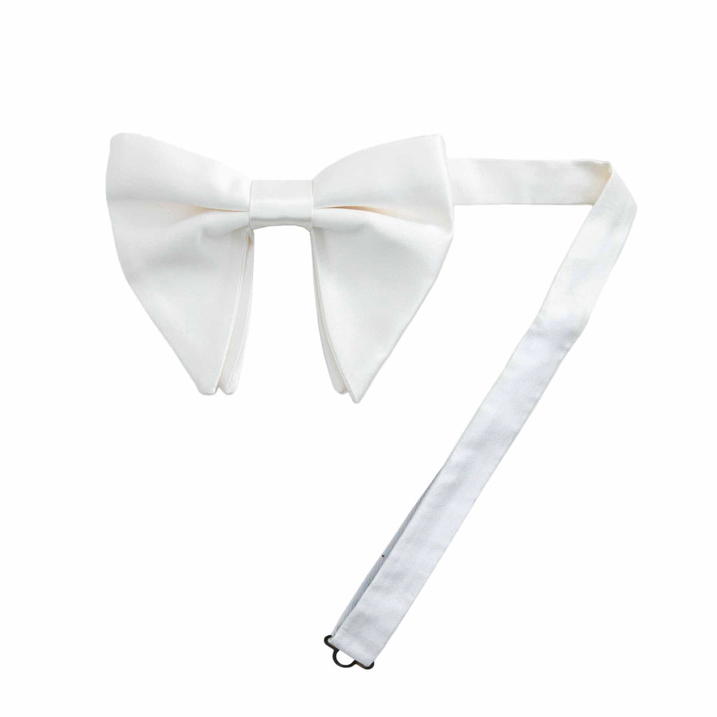 Extra Big White Satin Silk Bow Tie Serà fine silk