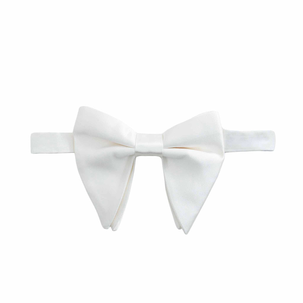Extra Big White Satin Silk Bow Tie Serà fine silk