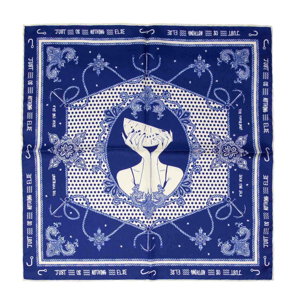 Just Us, Nothing Else  Blue Silk Bandana Serà Fine Silk