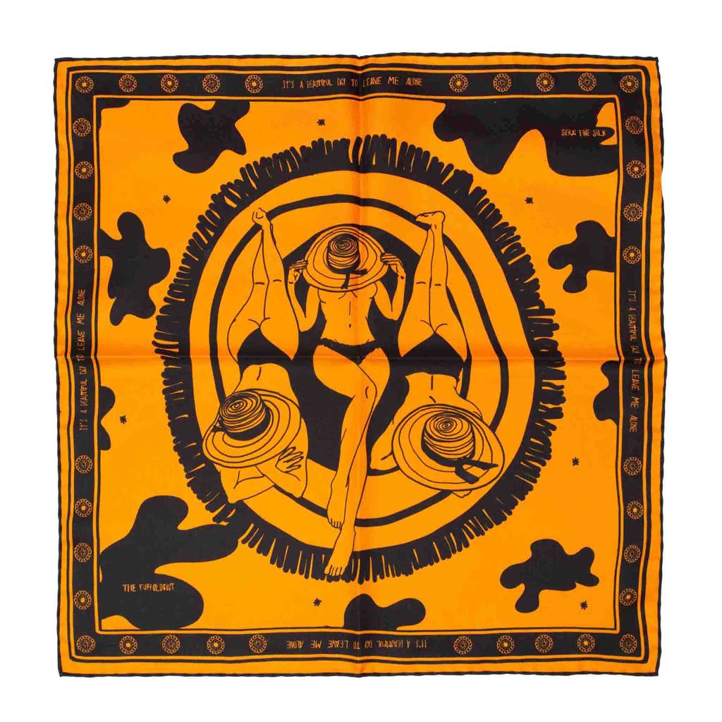 it's a beautiful day to leave me alone orange silk bandana Serà fine silk