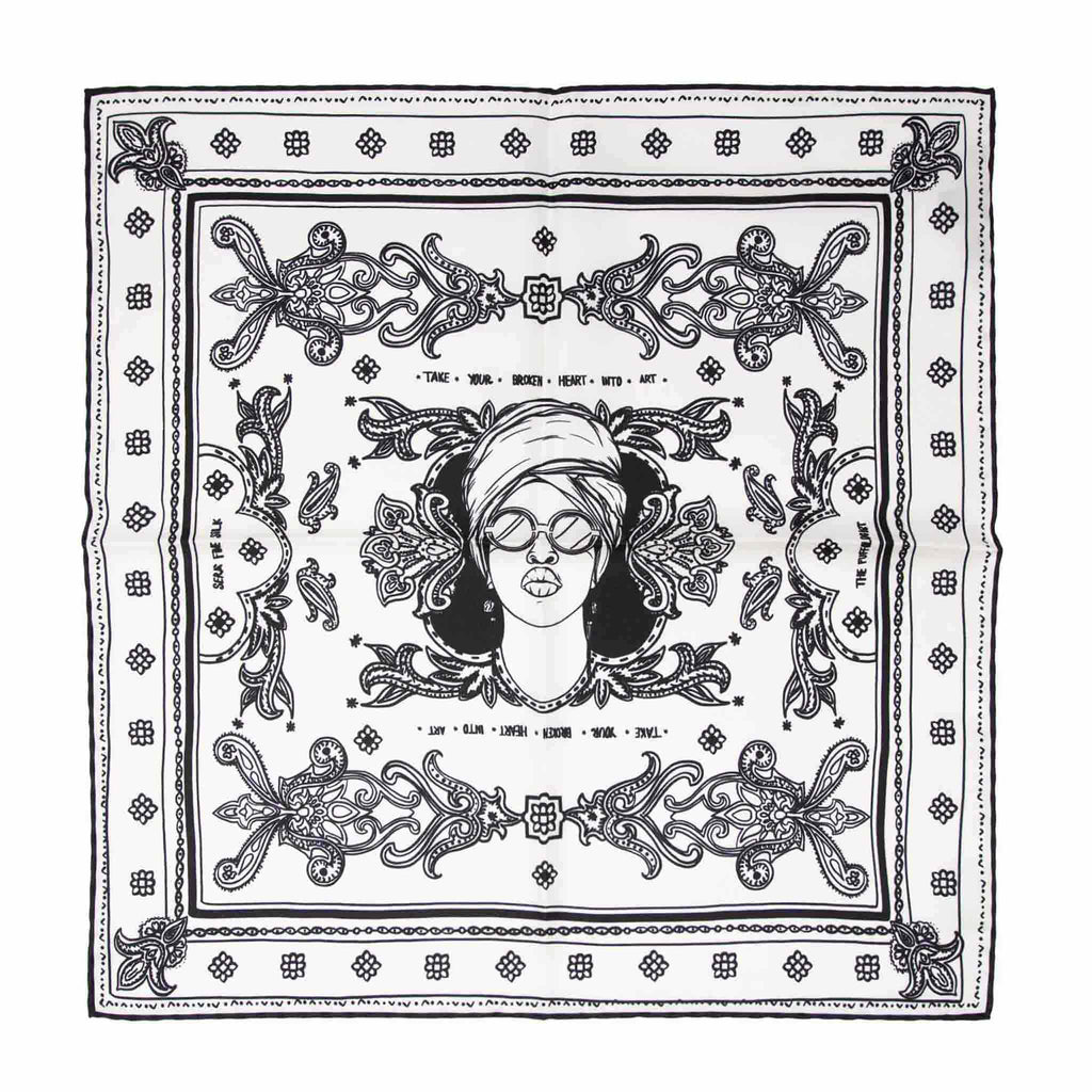 Take your broken heart into art - White Silk Bandana | Serà Fine Silk