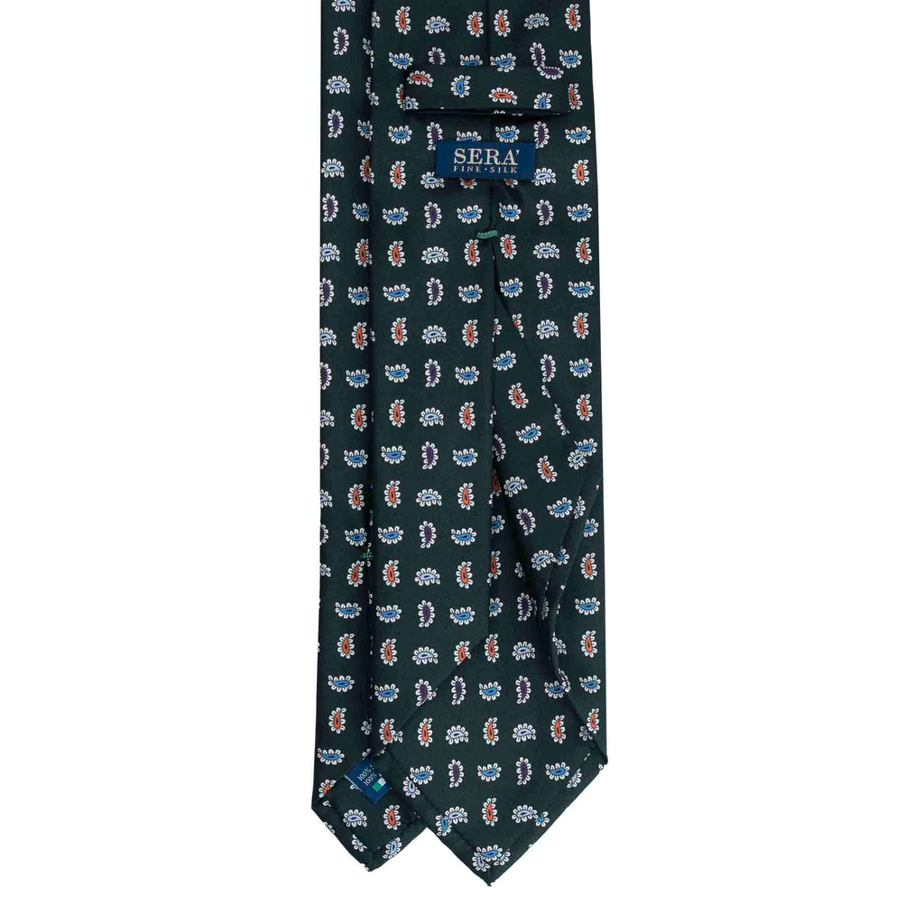 Green Silk Tie with Colorful Paisley Pattern Serà Fine Silk