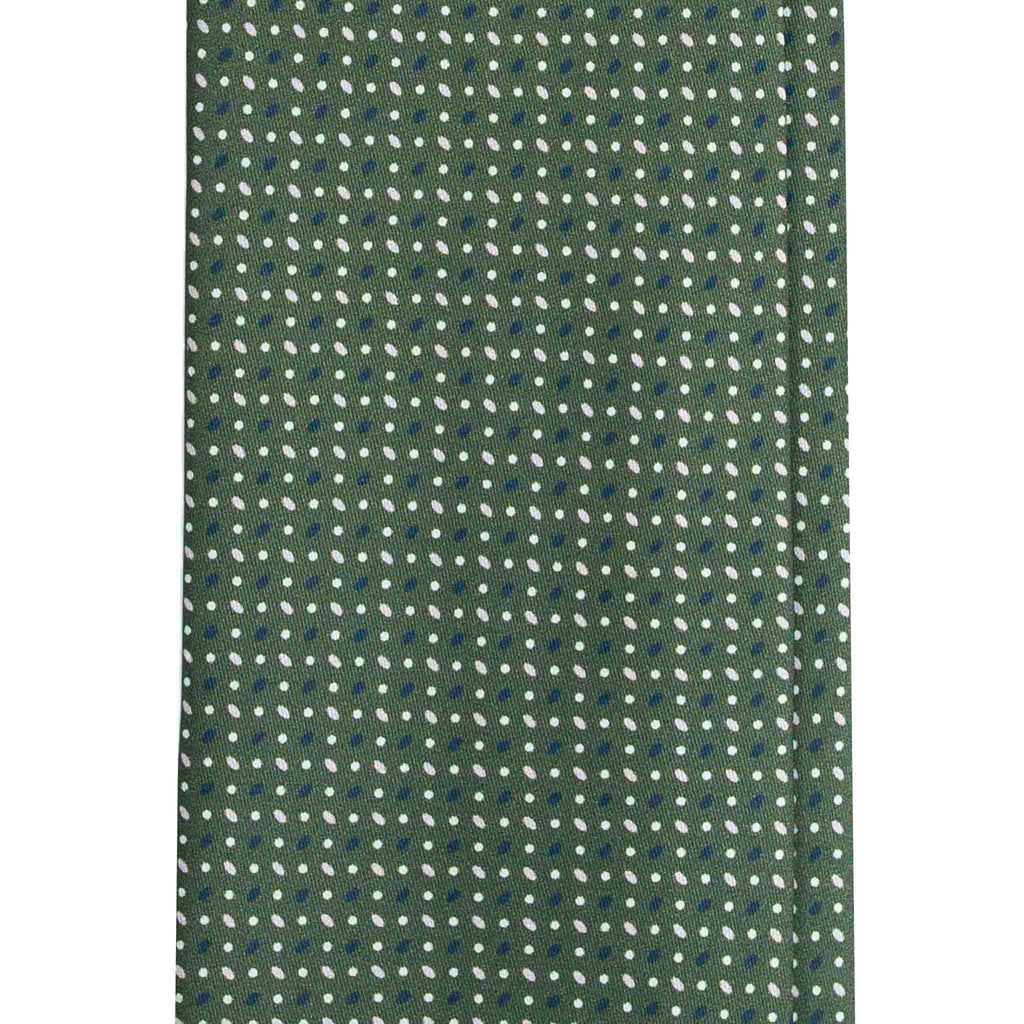 Green Silk Tie with Micro Oval Pattern Serà Fine Silk