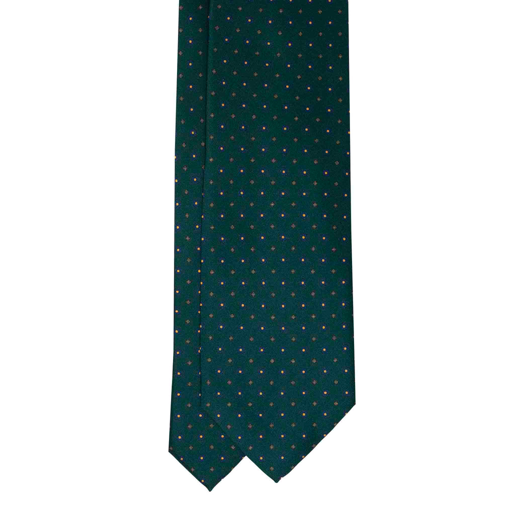 Green with Small Flowers Patterned Silk Tie Serà Fine Silk