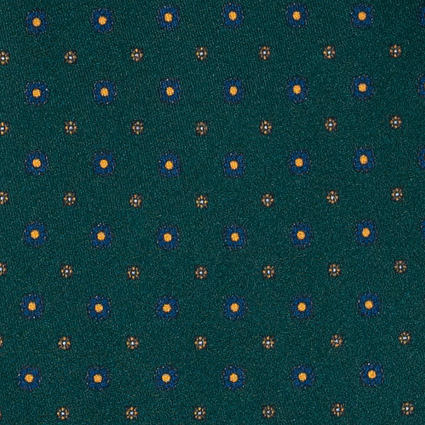 Green with Small Flowers Patterned Silk Tie Serà Fine Silk