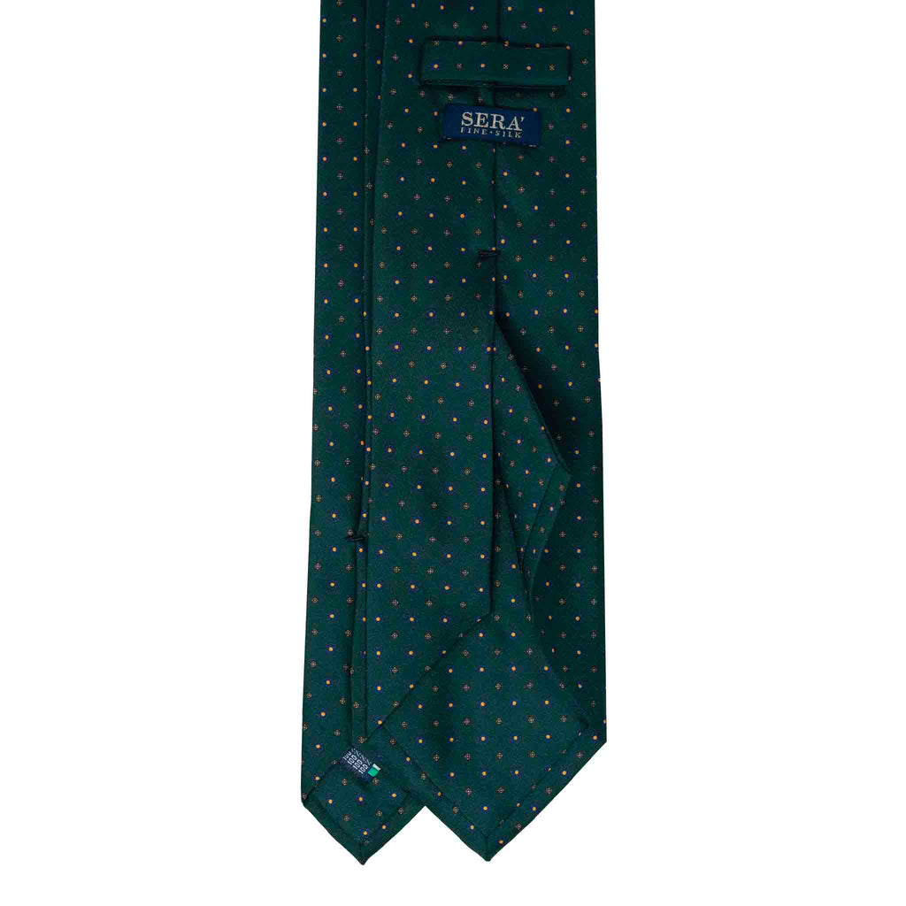 Green with Small Flowers Patterned Silk Tie Serà Fine Silk