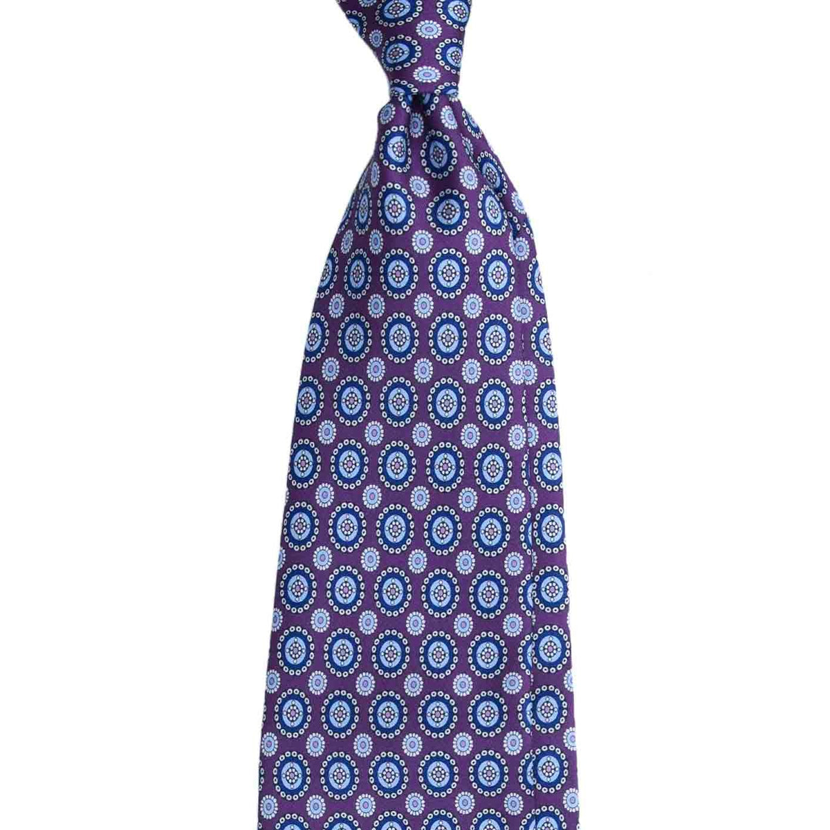 Purple and Light Blue Geometric Pattern Silk Tie | Serà Fine Silk