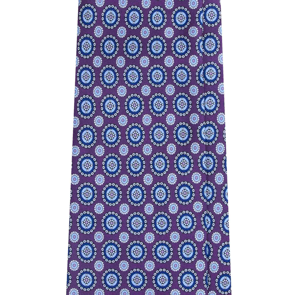 Purple and Light Blue Geometric Pattern Silk Tie | Serà Fine Silk