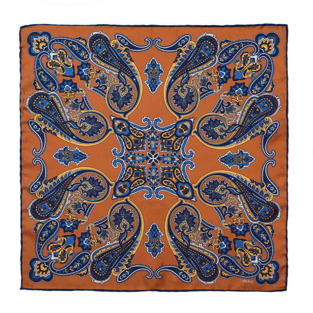 Leather Nebbiolo Silk Pocket Square Serà Fine Silk