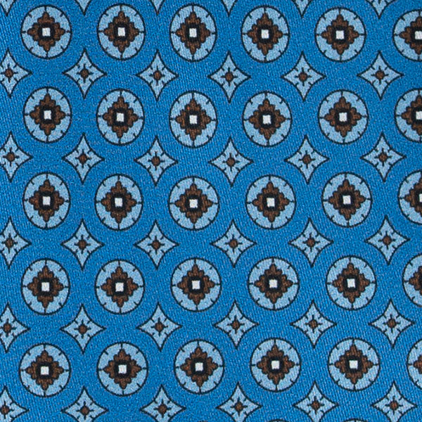 Light Blue with Blue Circles Pattern Silk Tie Serà Fine Silk