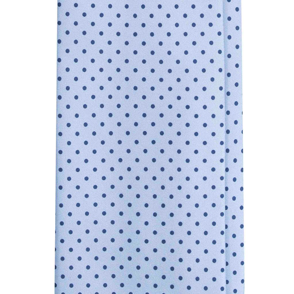 Light Blue Silk Tie with Blue Polka Dots Serà Fine Silk