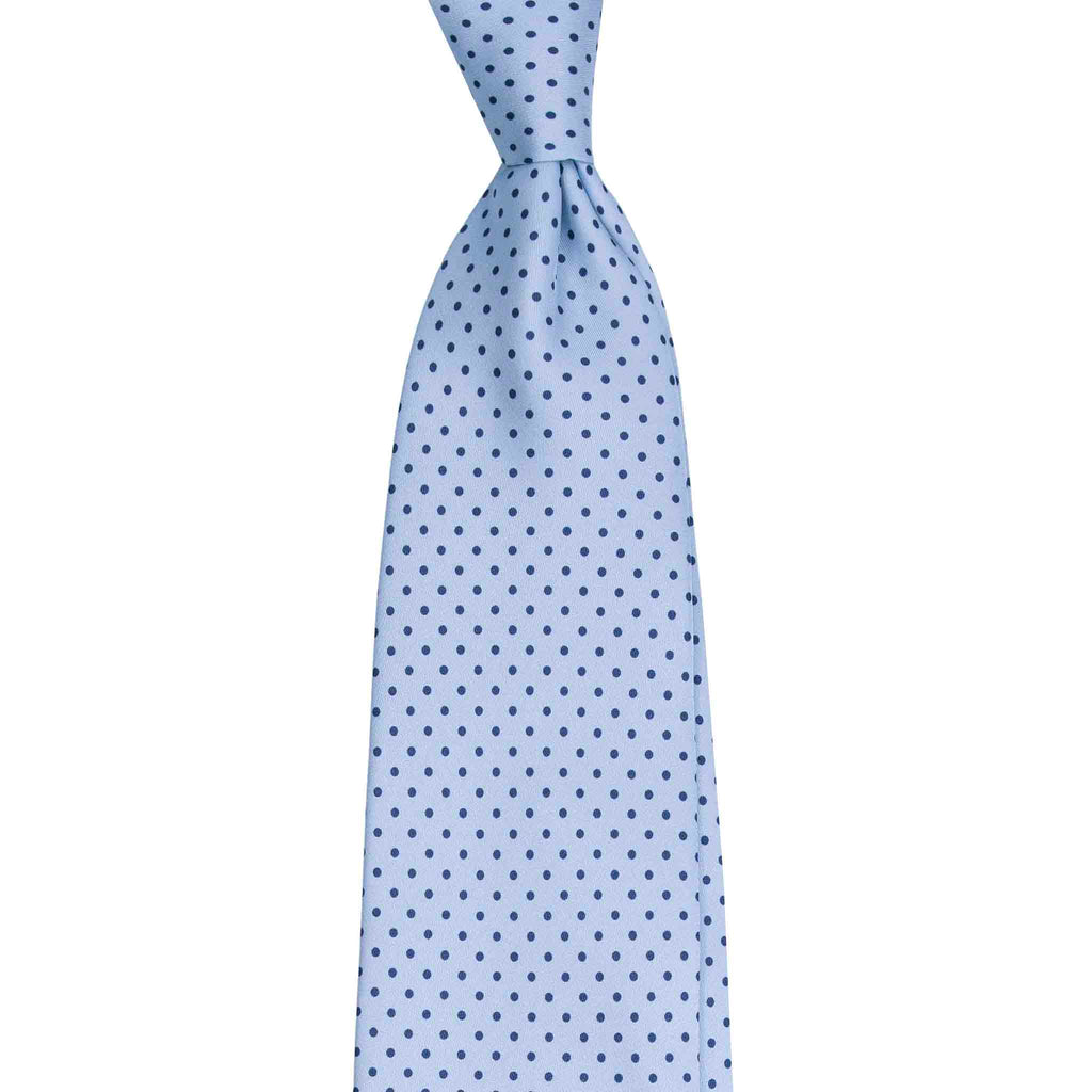 Light Blue Silk Tie with Blue Polka Dots Serà Fine Silk