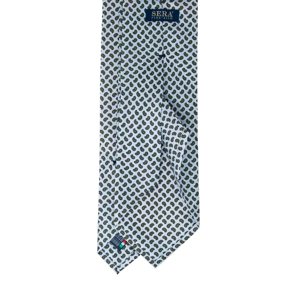 Light Blue Silk Tie with Small Paisley  Serà Fine Silk