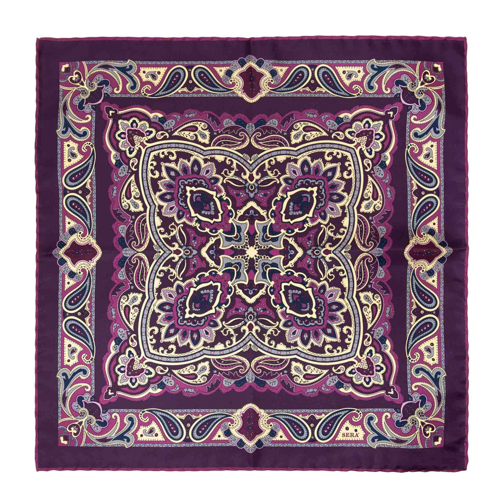 Mediterranean Purple Silk Pocket Square Serà Fine Silk