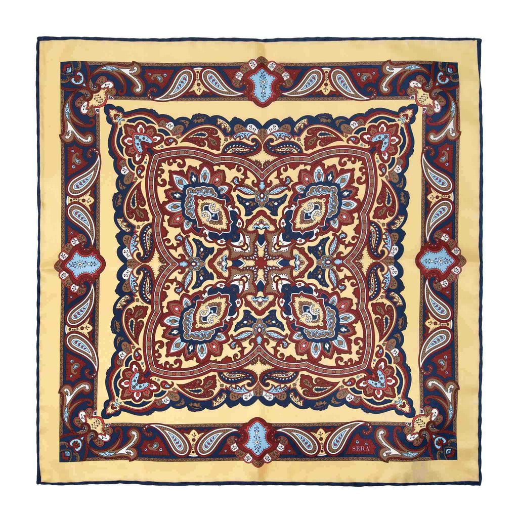 Mediterranean Yellow Silk Pocket Square Serà Fine Silk