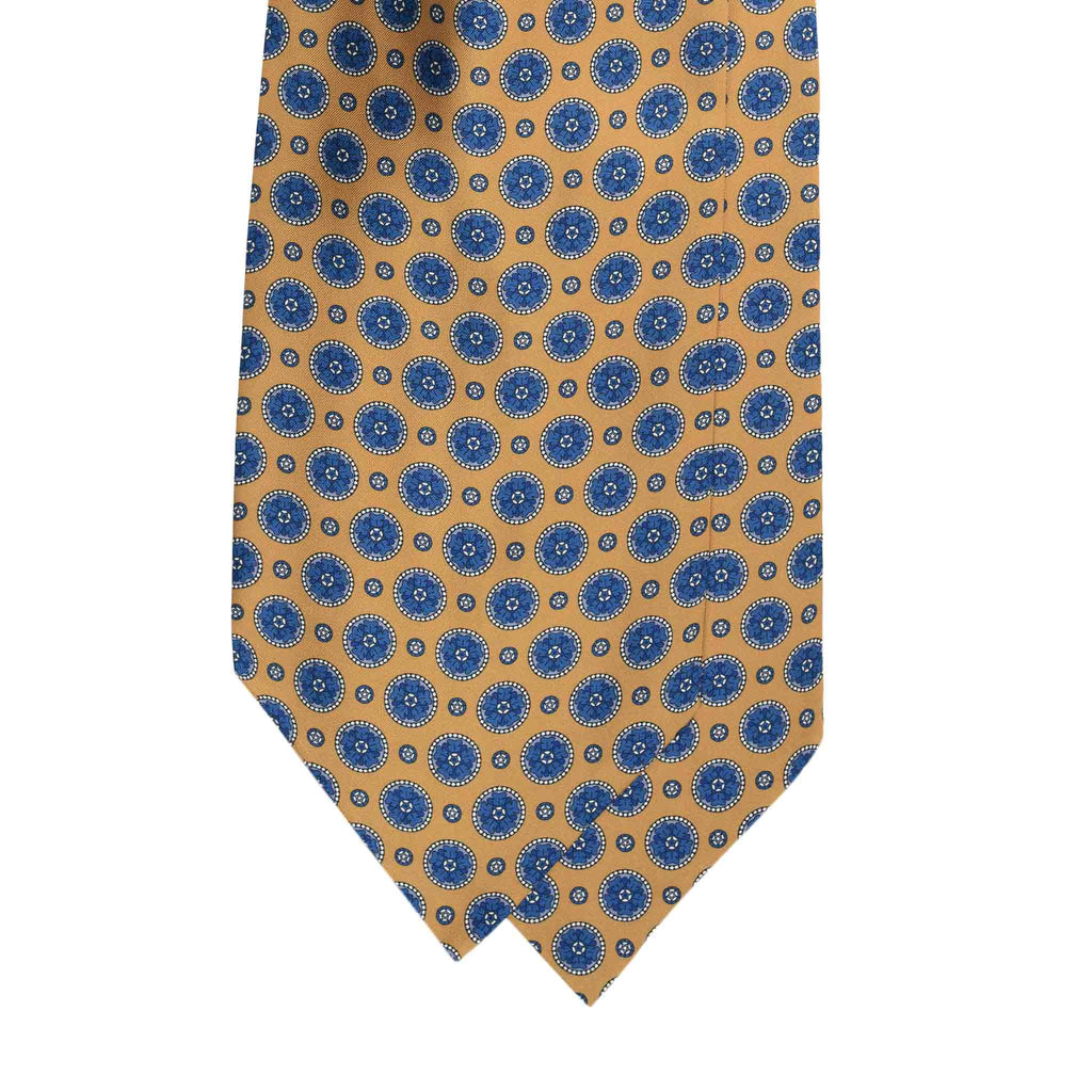 Yellow Silk Ascot with Circles Pattern Serà Fine Silk