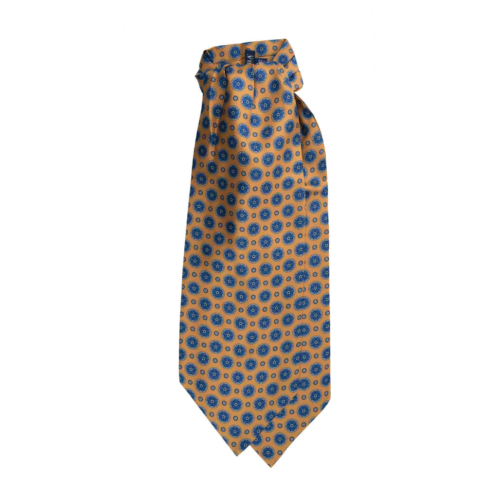 Yellow Silk Ascot with Circles Pattern Serà Fine Silk