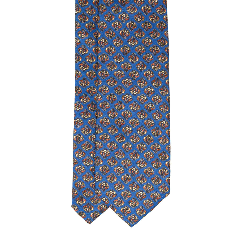 ﻿Blue & Orange Paisley Pattern Silk Tie Serà Fine Silk