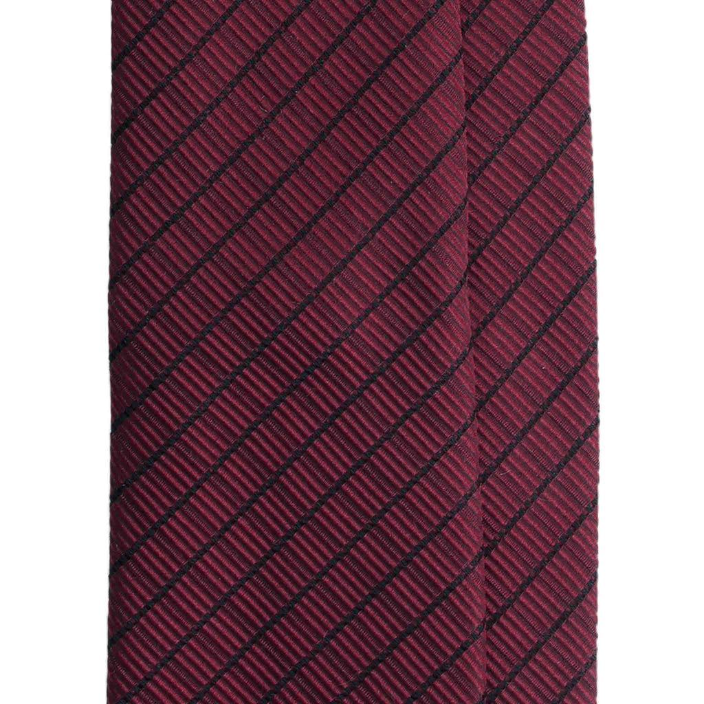 Burgundy Jacquard Silk Tie with Diagonal Micro Squares Serà Fine Silk