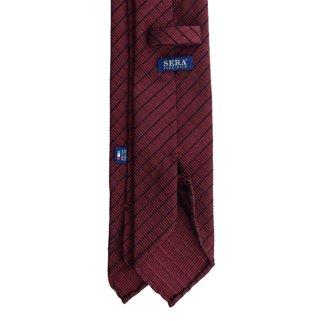 Burgundy Jacquard Silk Tie with Diagonal Micro Squares Serà Fine Silk