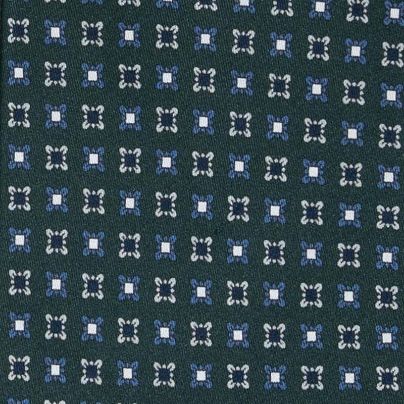 Dark Green With Square Pattern Silk Tie Sera Fine Silk
