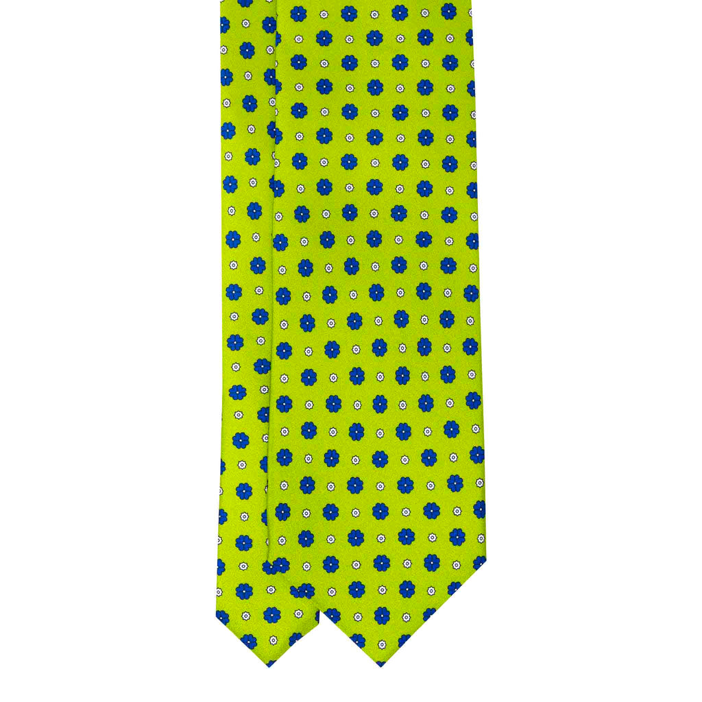 Grass Green with Flowers Silk Tie Serà Fine Silk