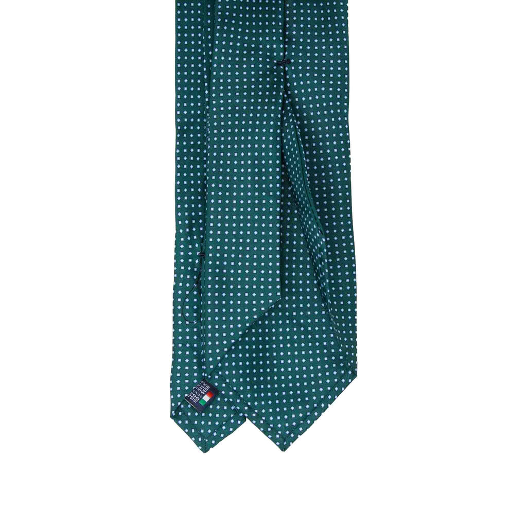 green with light blue square dots silk tie