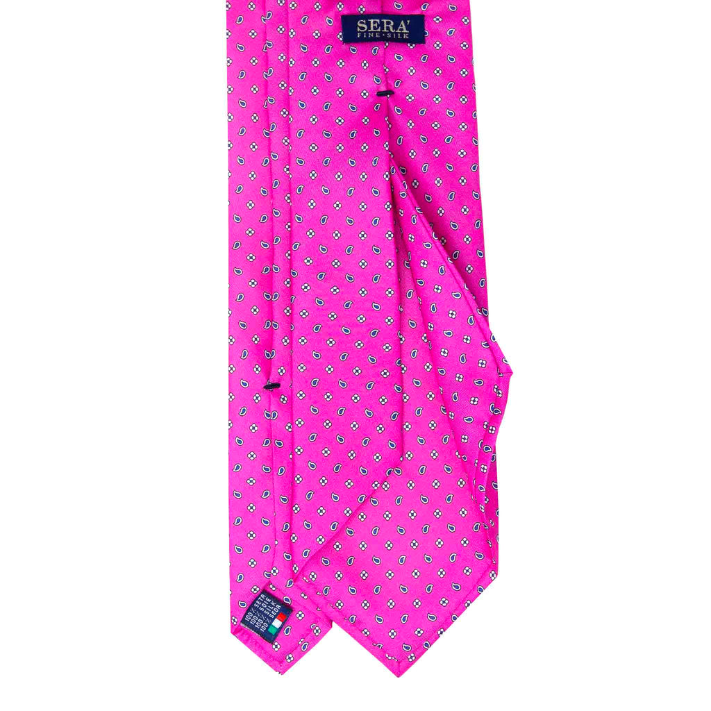 Hot Pink with Paisley Pattern Silk Tie Serà Fine Silk