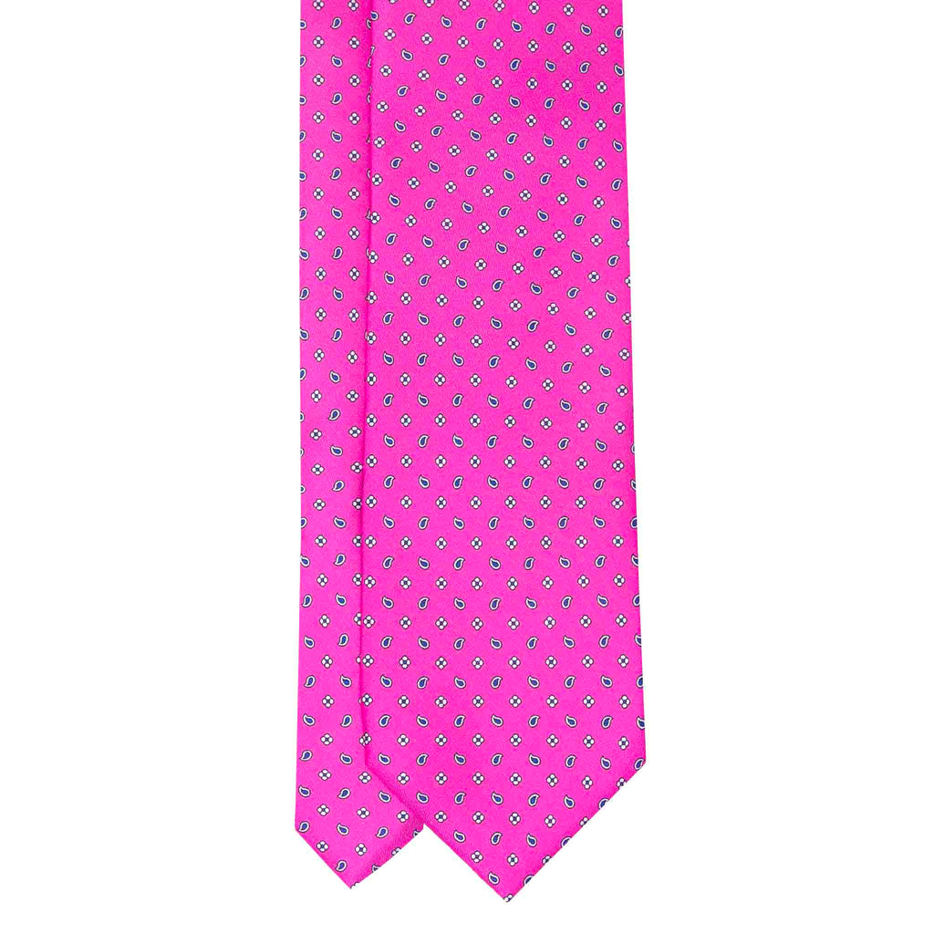 Hot Pink with Paisley Pattern Silk Tie Serà Fine Silk
