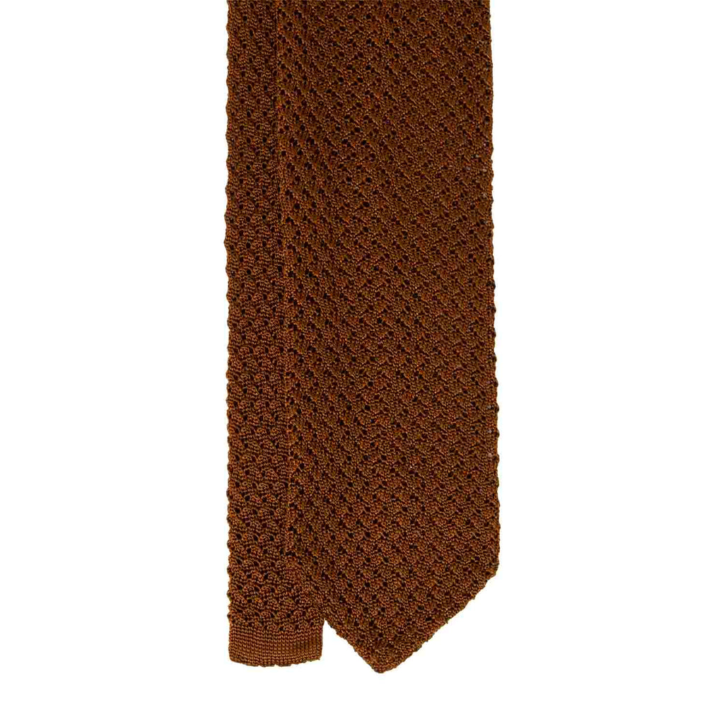 Havana Hazelnut V Point Knitted Tie Serà Fine Silk