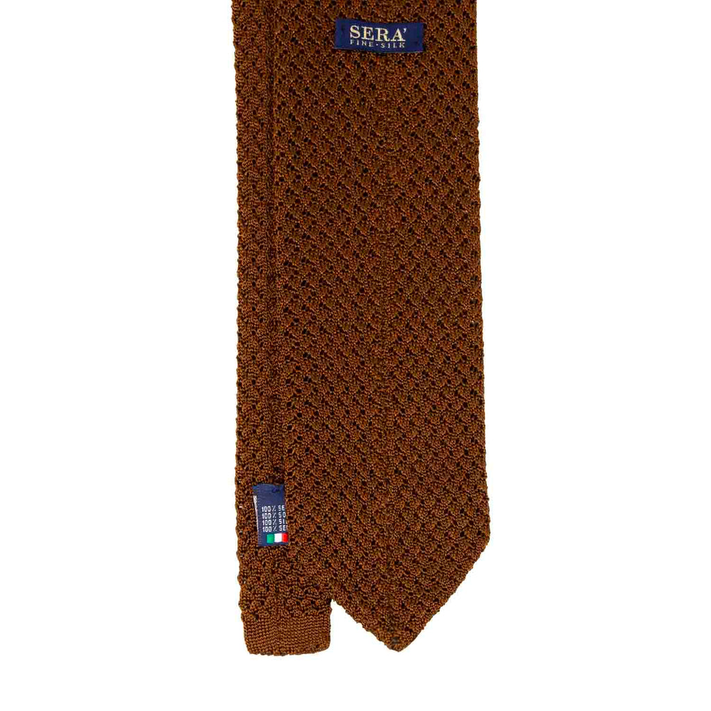 Havana Hazelnut V Point Knitted Tie Serà Fine Silk