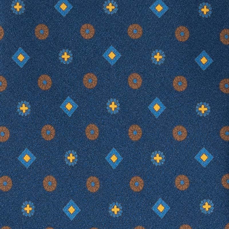 Navy With Blue and Brown Circles Silk Tie Sera Fine Silk