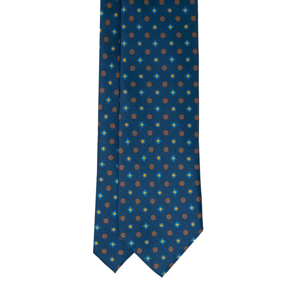 Navy With Blue and Brown Circles Silk Tie Sera Fine Silk