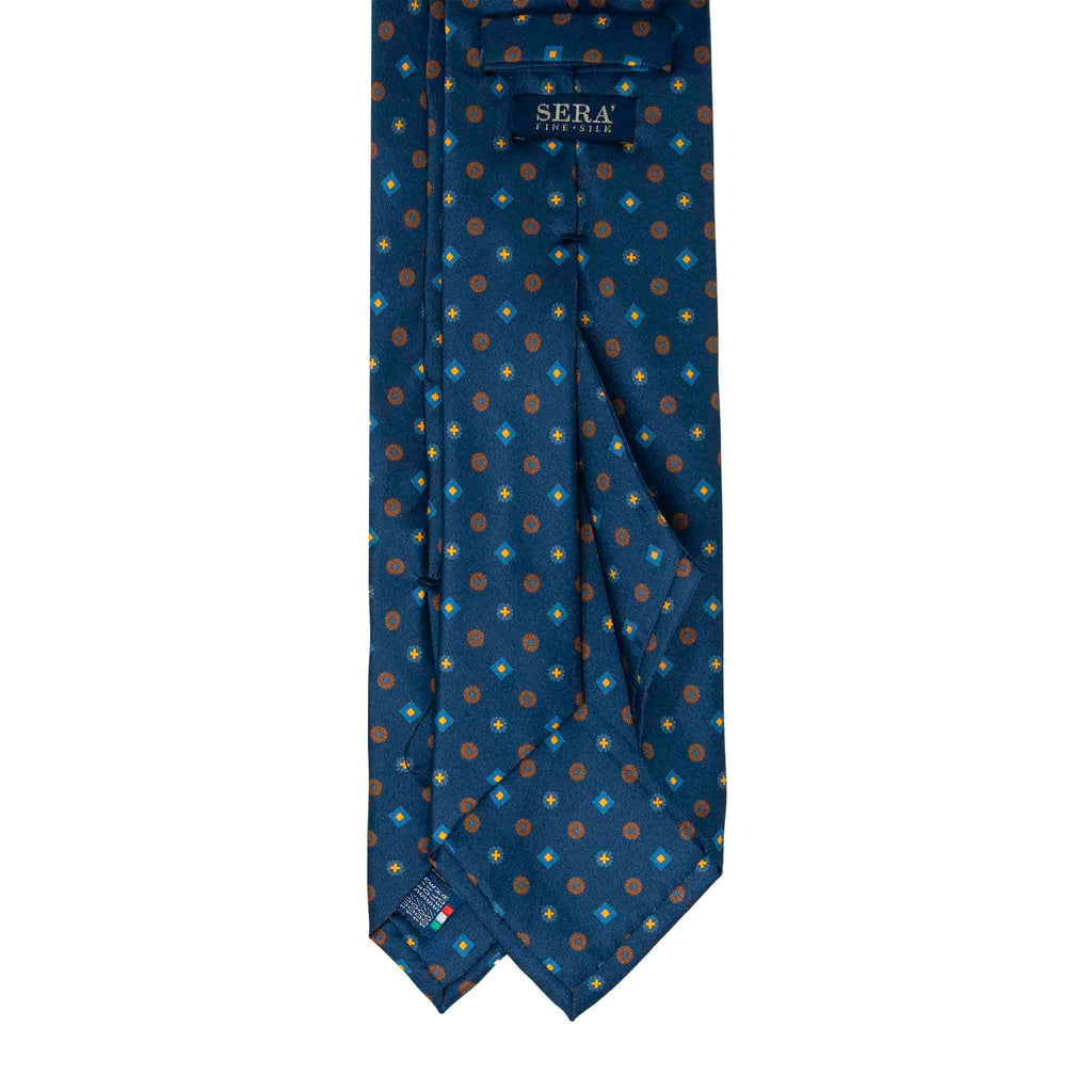 Navy With Blue and Brown Circles Silk Tie Sera Fine Silk