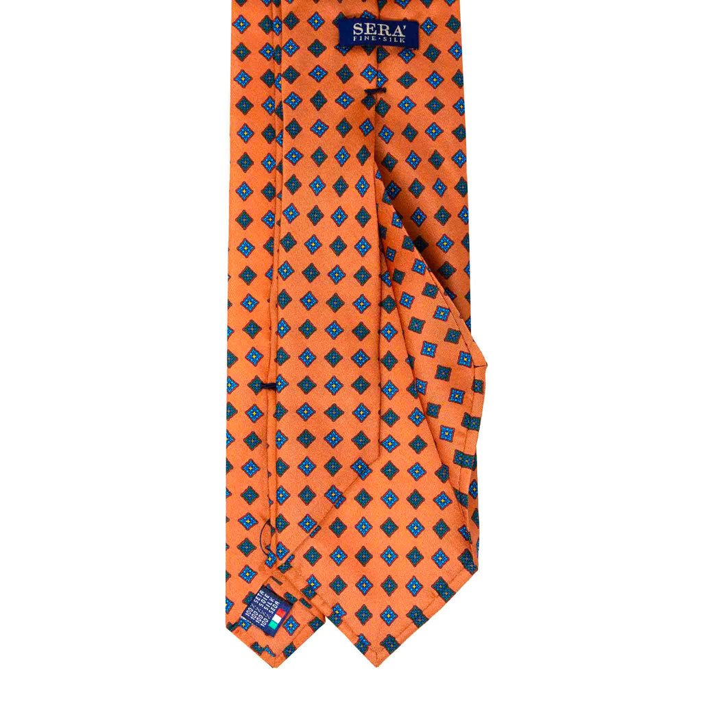 Orange with Diamonds Pattern Silk Tie Serà Fine Silk