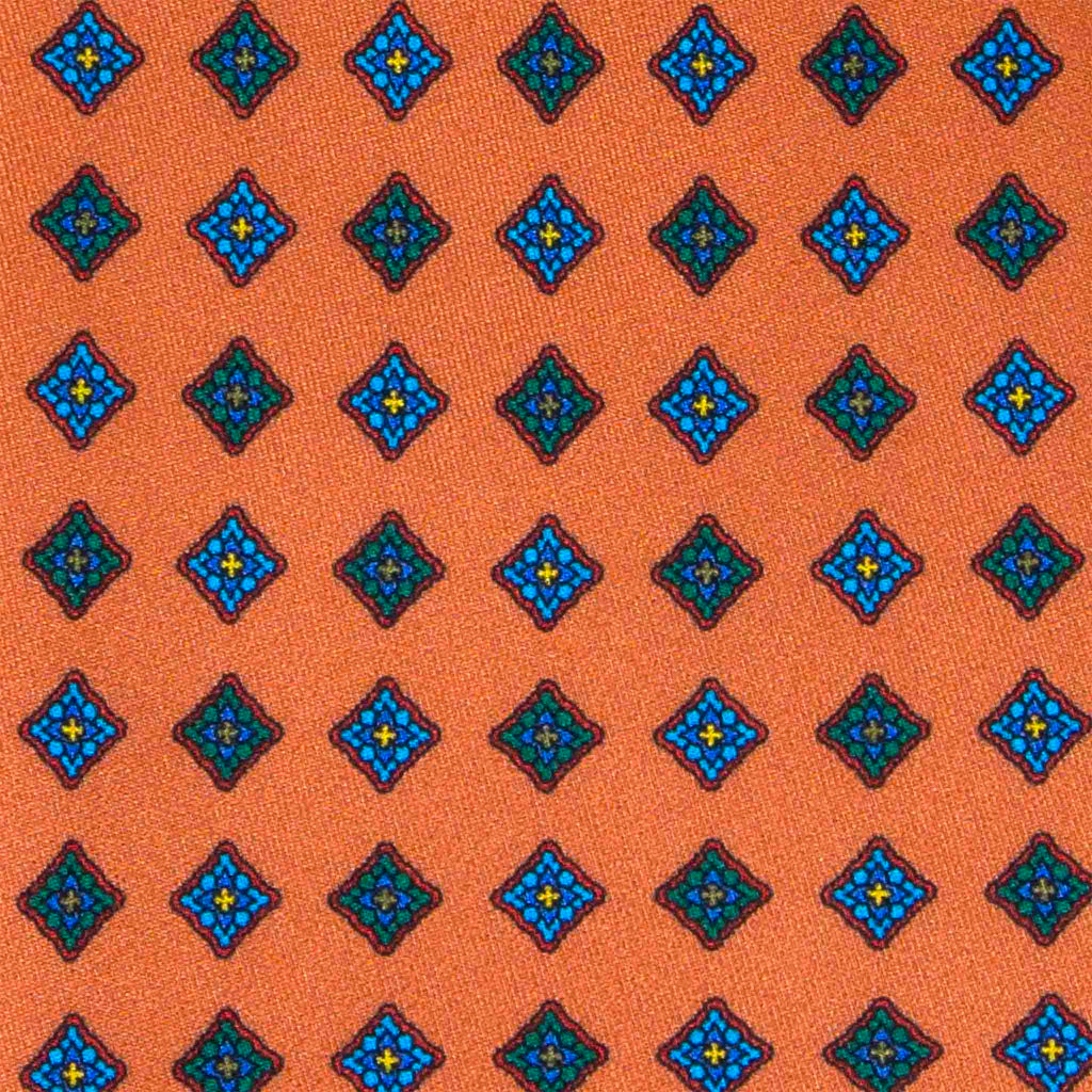 Orange with Diamonds Pattern Silk Tie Serà Fine Silk