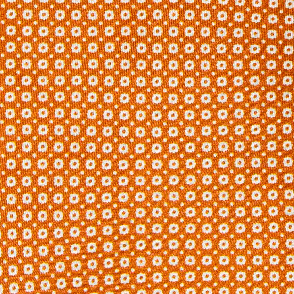 Orange with Small White Flowers Silk Tie Serà Fine Silk
