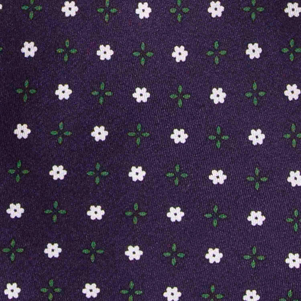 Dark Purple with Flowers Pattern Silk Tie Serà Fine Silk