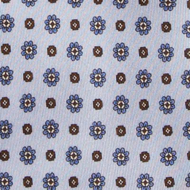 Light Blue and Brown Flowers Paisley Silk Tie Serà Fine Silk