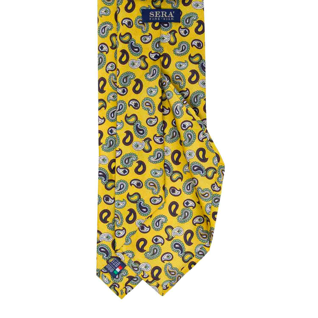 Yellow, Green and Brown Paisley Silk Tie Serà Fine Silk